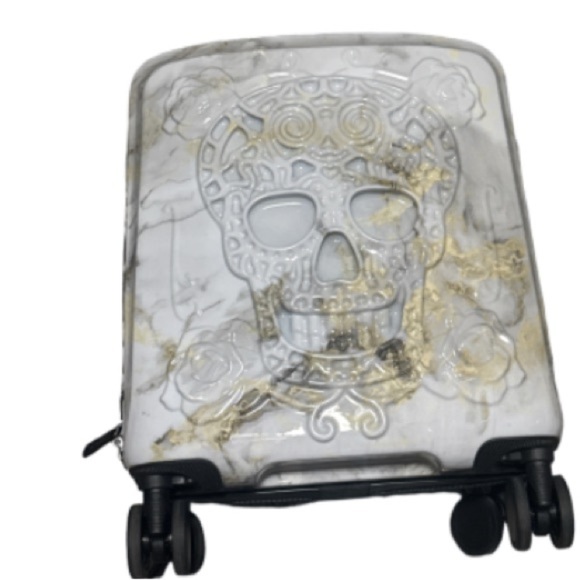 IT Luggage Skull 3D Embossed marbelized Hardside Spinner carryon Suitcase - Picture 5 of 11